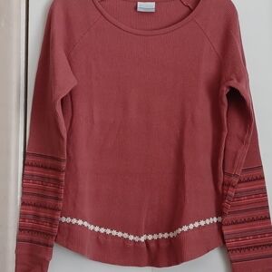 Columbia Women's Long Sleeve Thermal  Waffle Knit Scoop Neck Pullover Top Sz L